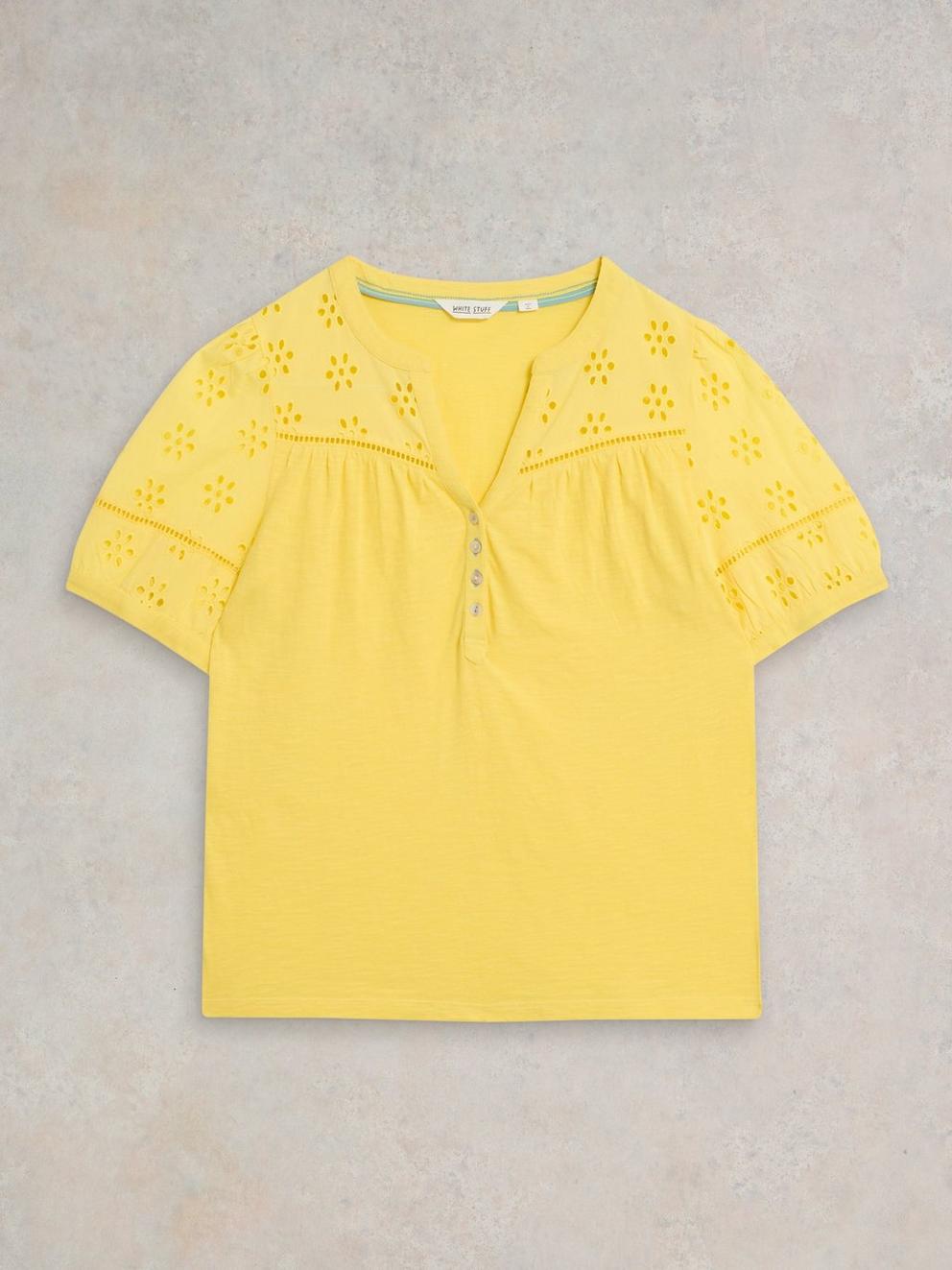 BELLA BRODERIE MIX TOP in BRT YELLOW - FLAT FRONT