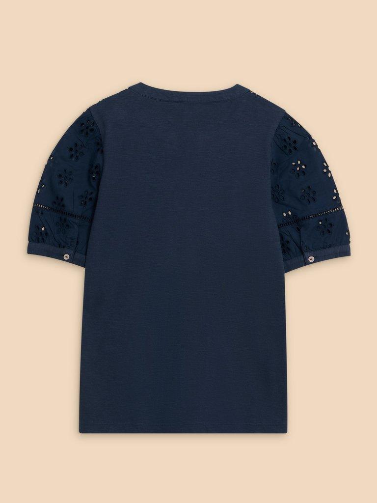 BELLA BRODERIE MIX TOP in FR NAVY - FLAT BACK