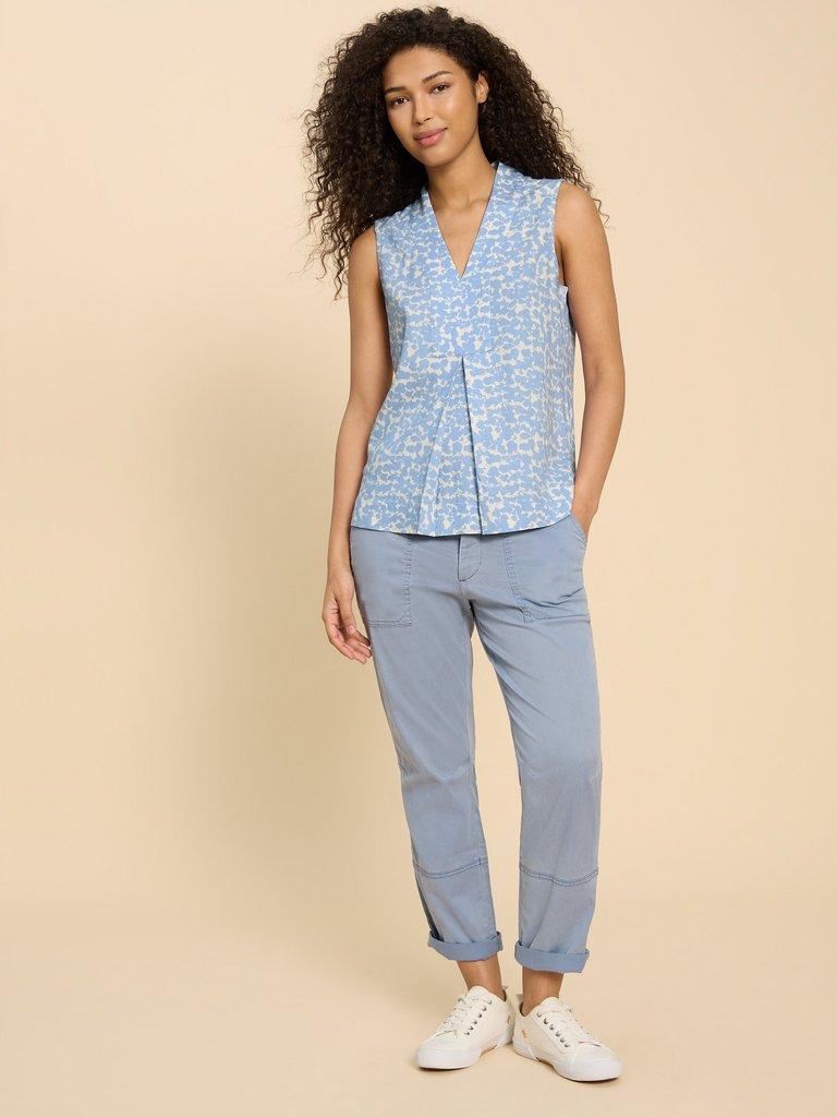 CELIA SHIRT in BLUE PR - MODEL FRONT