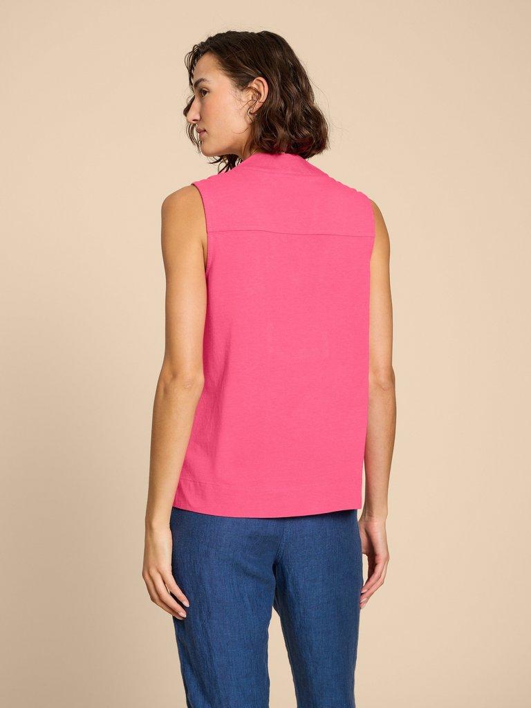 CELIA SHIRT in MID PINK - MODEL BACK