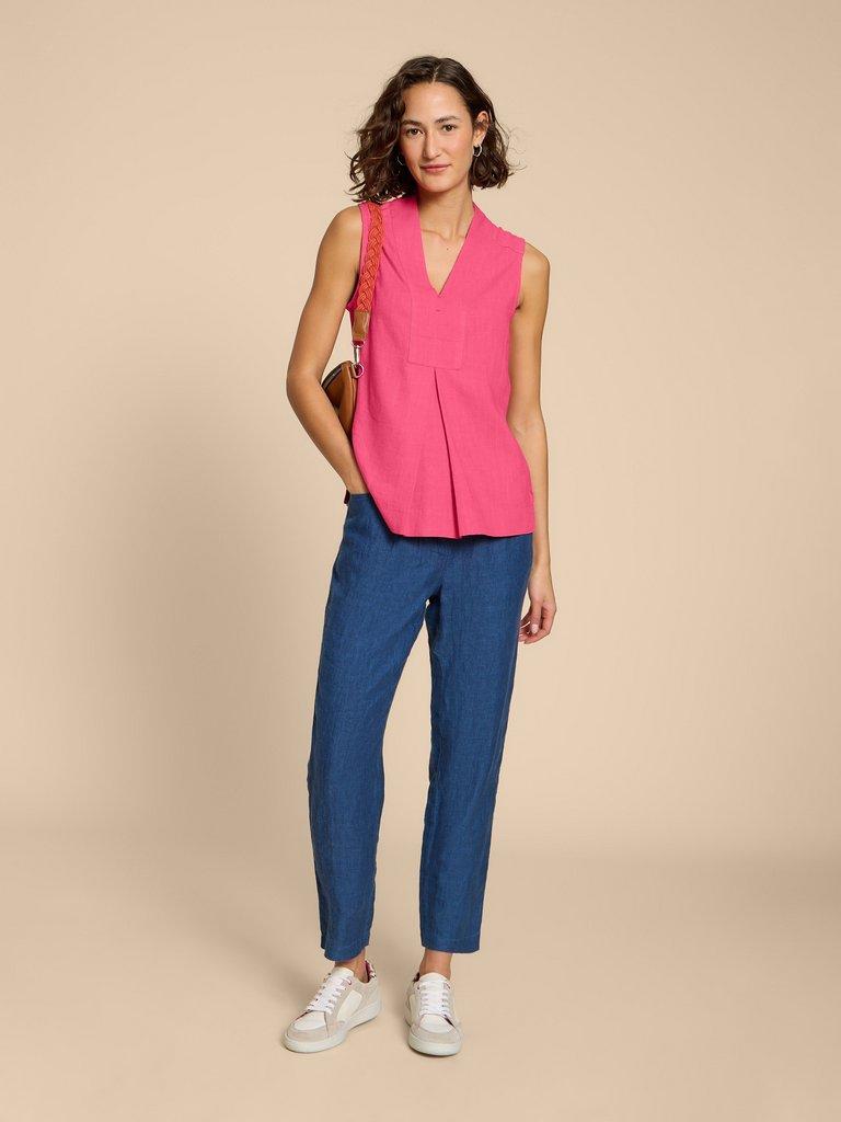 CELIA SHIRT in MID PINK - MODEL FRONT