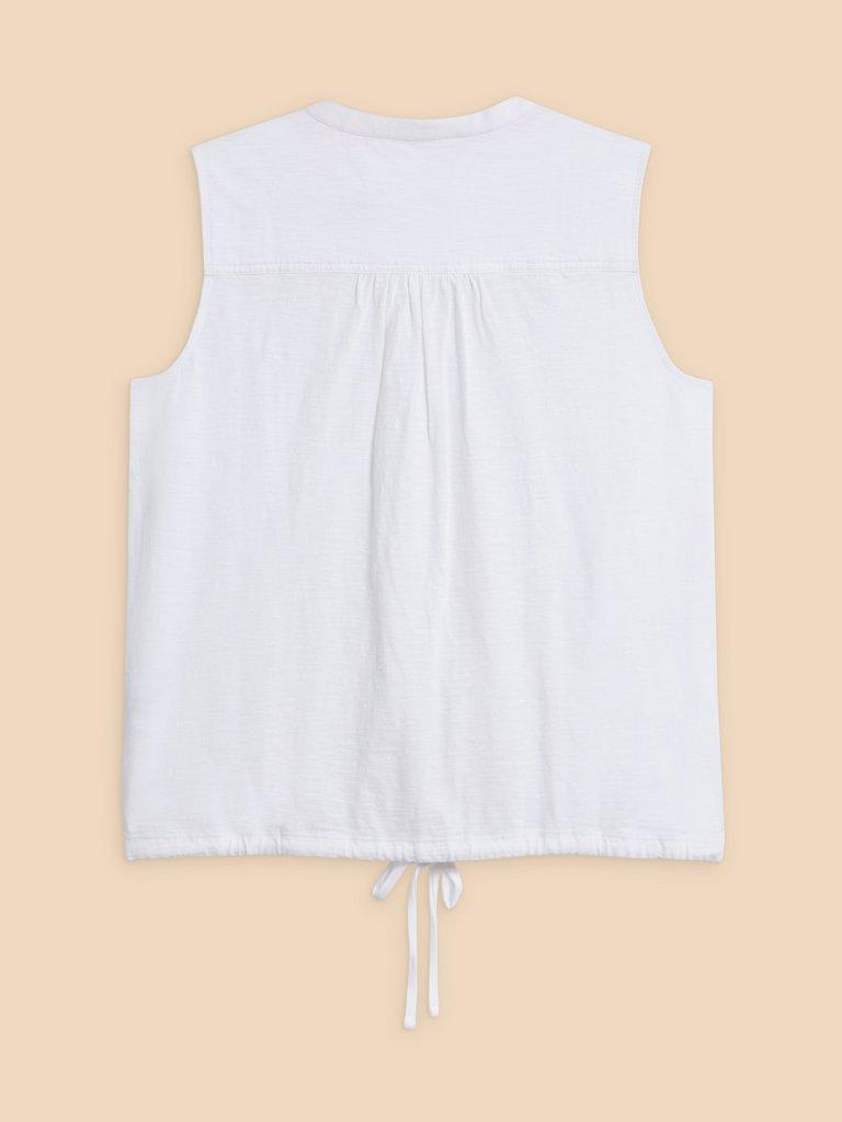 TULIP JERSEY SLEEVELESS SHIRT in PALE IVORY - FLAT BACK