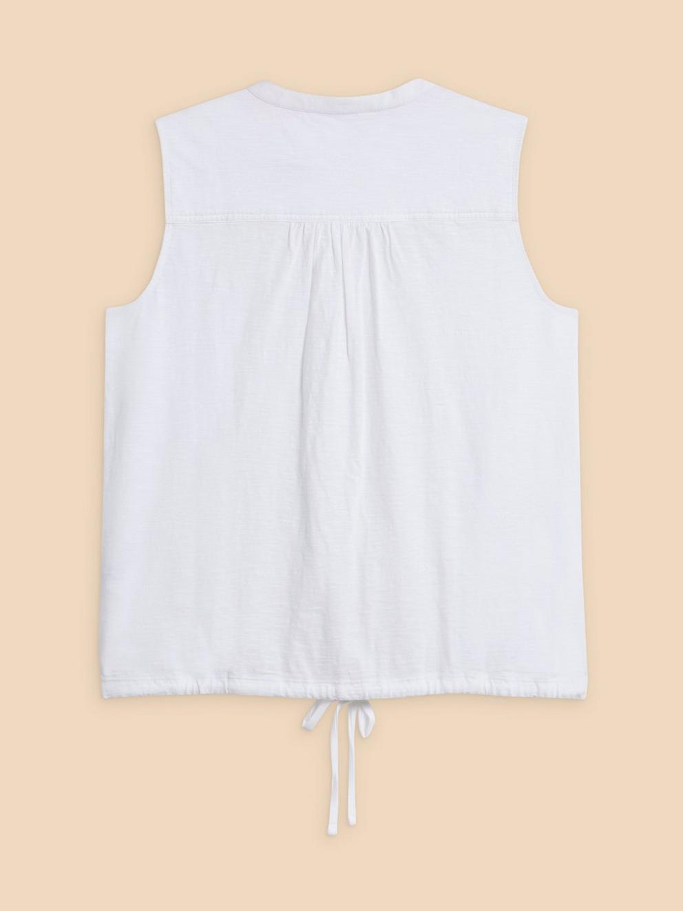 TULIP JERSEY SLEEVELESS SHIRT in PALE IVORY - FLAT BACK