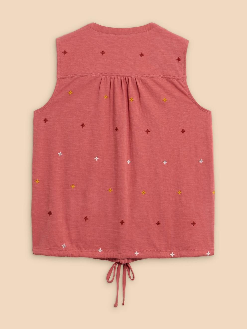 TULIP JERSEY SLEEVELESS SHIRT in PINK MLT - FLAT BACK