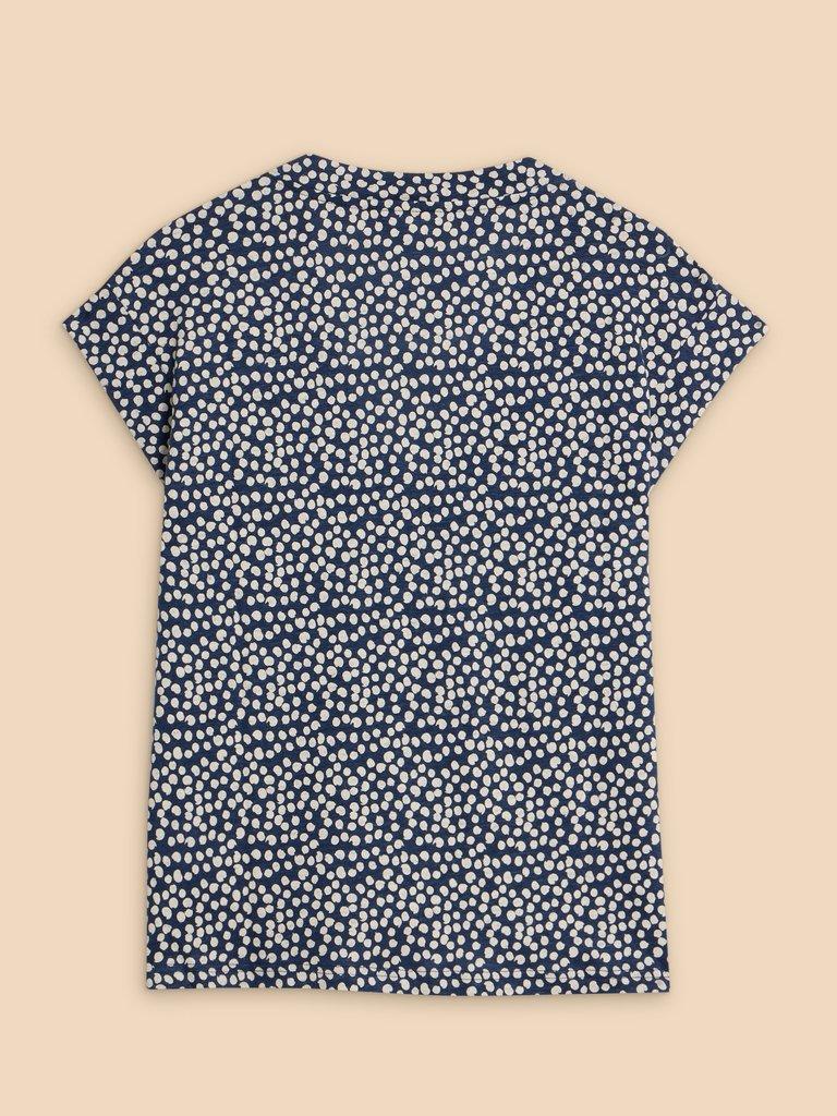 IVY LINEN V NECK TEE in BLUE PR - FLAT BACK