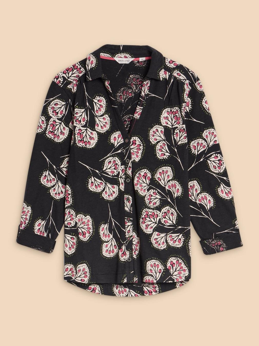 ANNIE JERSEY PRINT SHIRT in BLK PR - FLAT FRONT