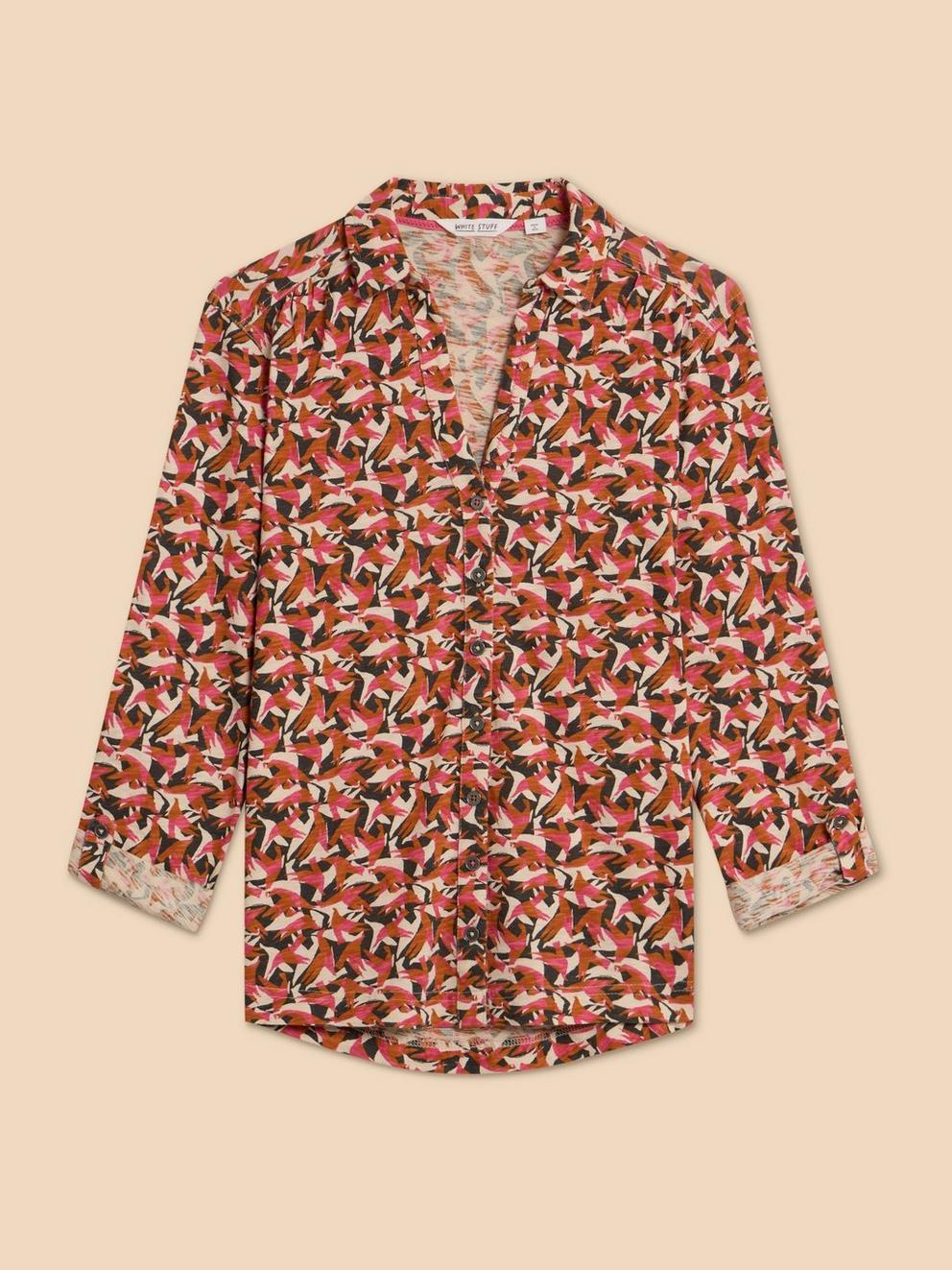 ANNIE JERSEY PRINT SHIRT in PINK PR - FLAT FRONT