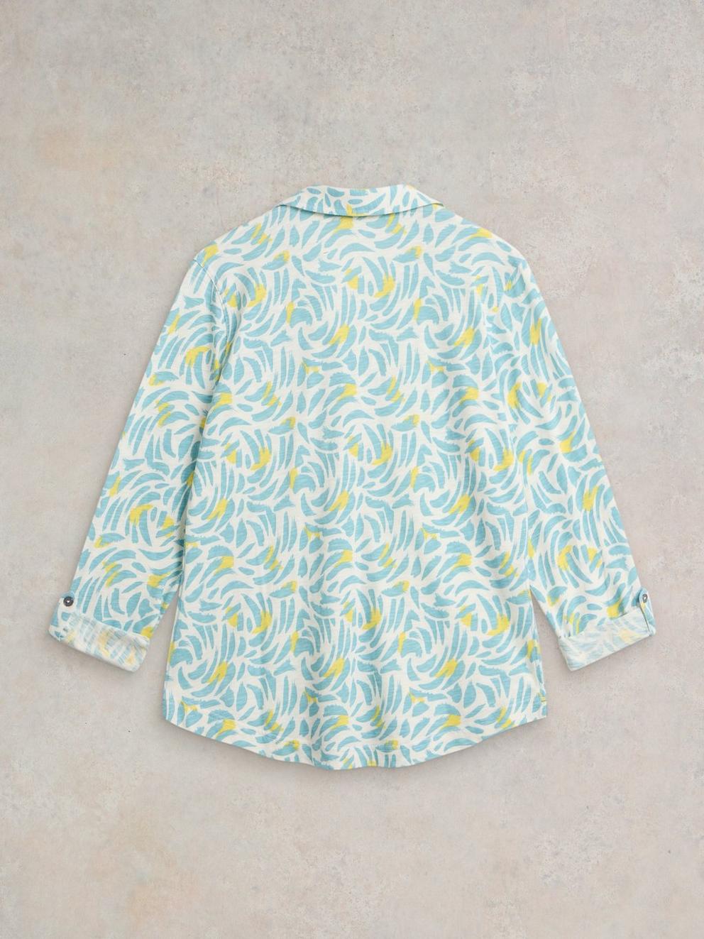 ANNIE JERSEY PRINT SHIRT in WHITE MLT - FLAT BACK