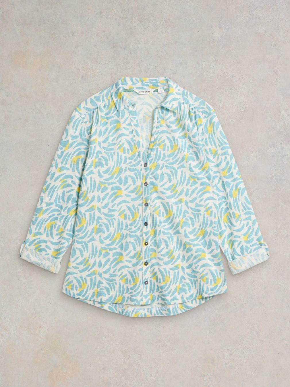 ANNIE JERSEY PRINT SHIRT in WHITE MLT - FLAT FRONT