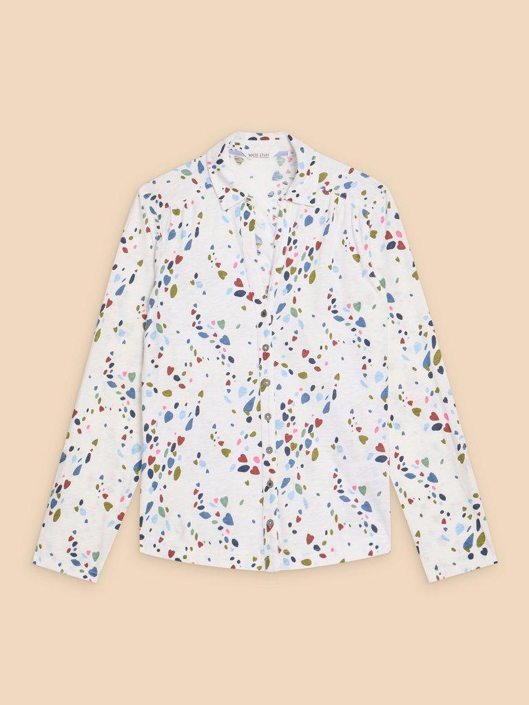 ANNIE JERSEY PRINT SHIRT in WHITE PR - FLAT FRONT