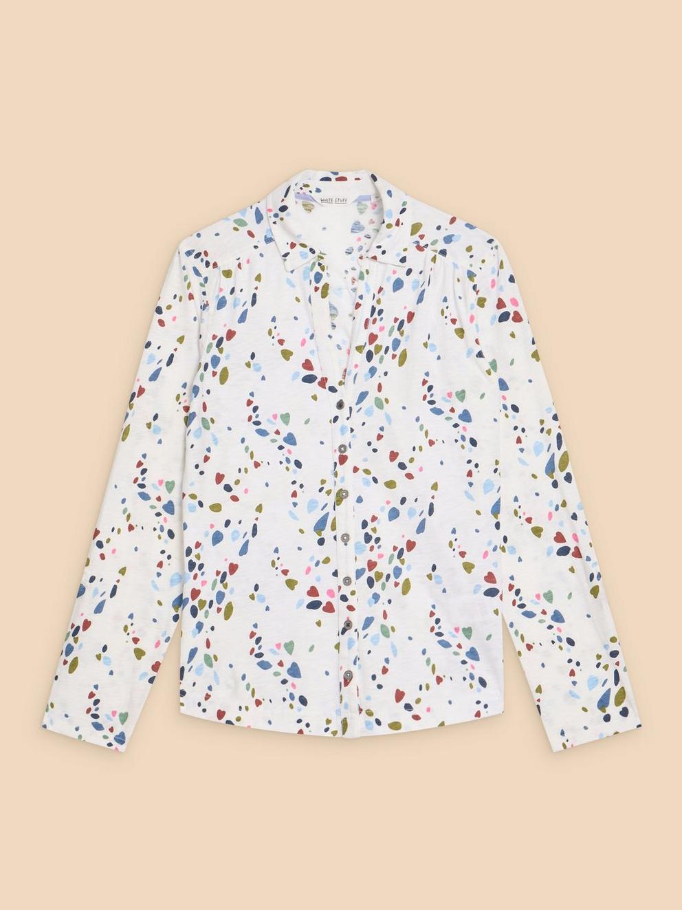 ANNIE JERSEY PRINT SHIRT in WHITE PR - FLAT FRONT