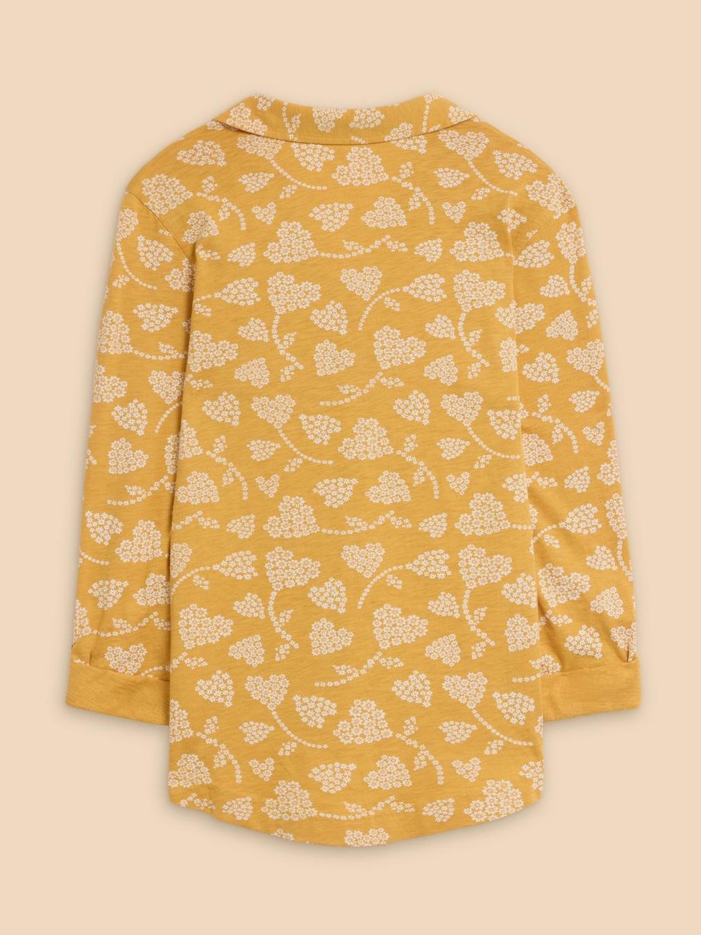 Jazzie Yellow Hand Block Printed Oversize Shirt