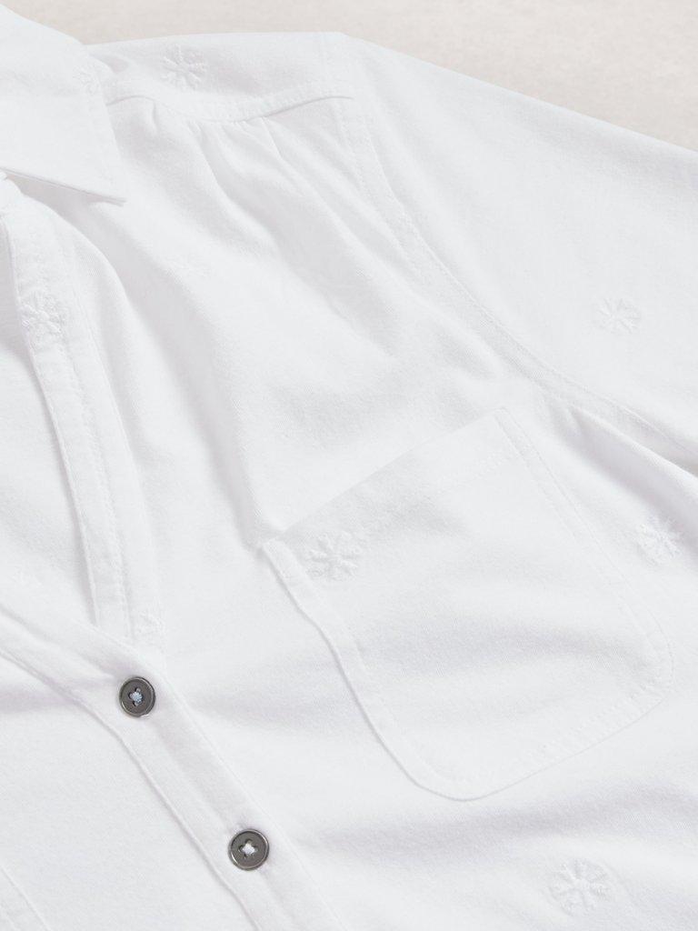 PENNY POCKET EMBROIDERED SHIRT in PALE IVORY - FLAT DETAIL