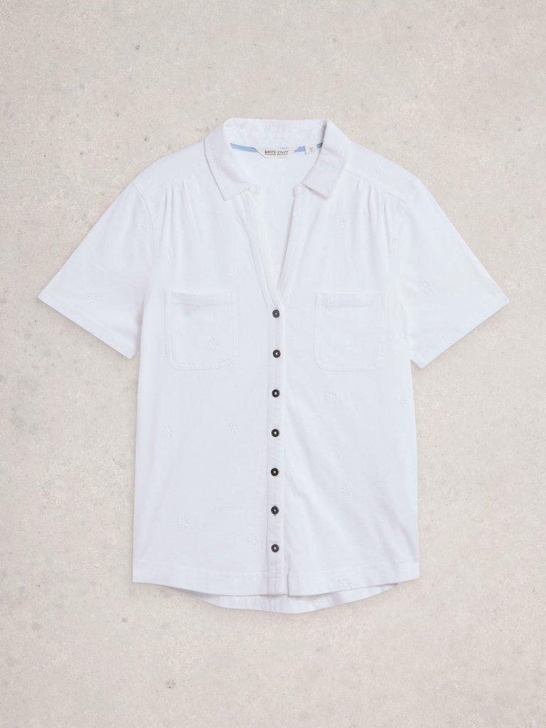 PENNY POCKET EMBROIDERED SHIRT in PALE IVORY - FLAT FRONT