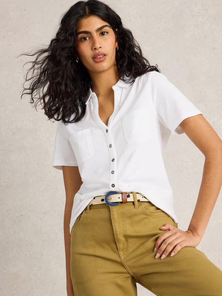 PENNY POCKET EMBROIDERED SHIRT in PALE IVORY - LIFESTYLE