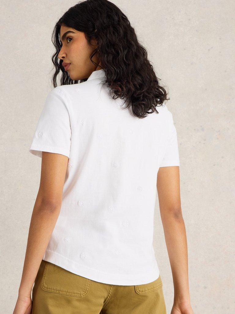 PENNY POCKET EMBROIDERED SHIRT in PALE IVORY - MODEL BACK