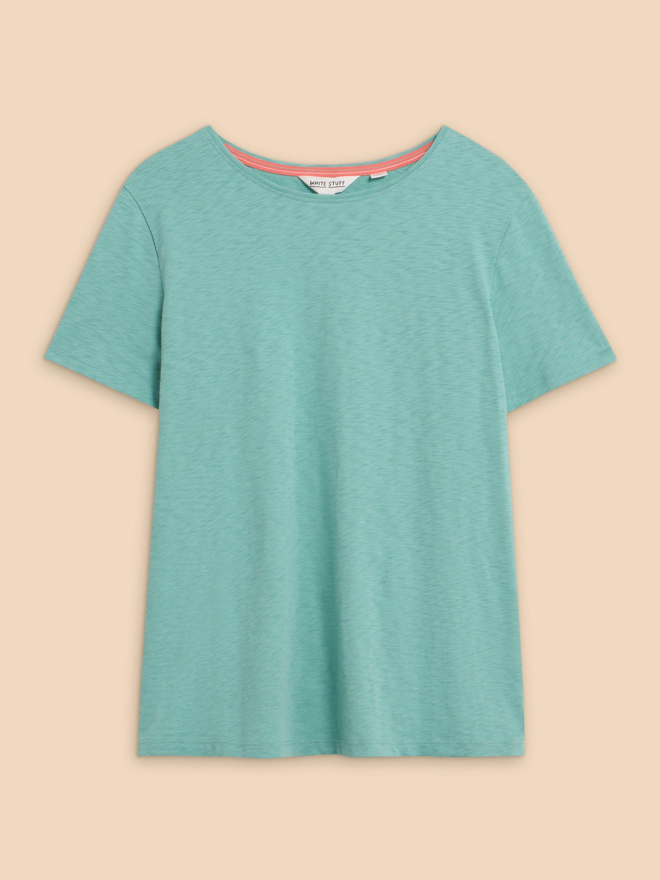 ABBIE TEE in MID TEAL - FLAT FRONT