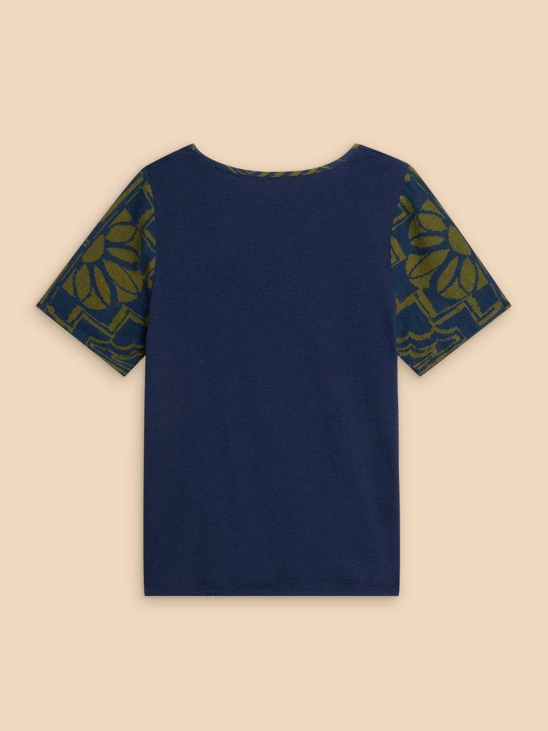 WILLA MIX TIE HEM TOP in NAVY MULTI - FLAT BACK