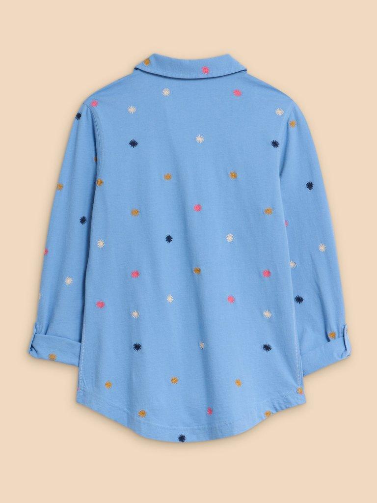 ANNIE JERSEY EMBROIDERED SHIRT in BLUE MLT - FLAT BACK