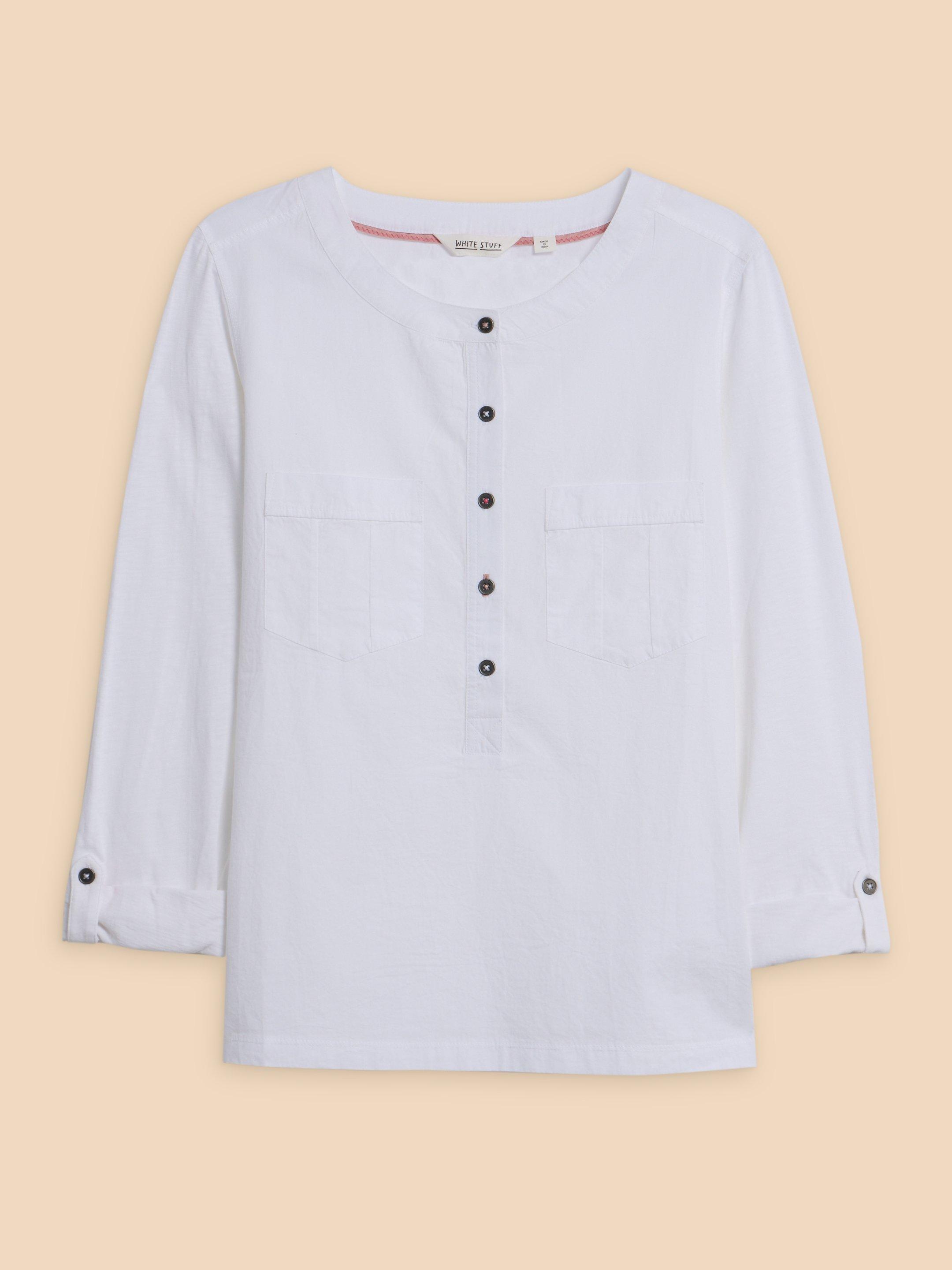 MACLEY MIX SHIRT in PALE IVORY - FLAT FRONT
