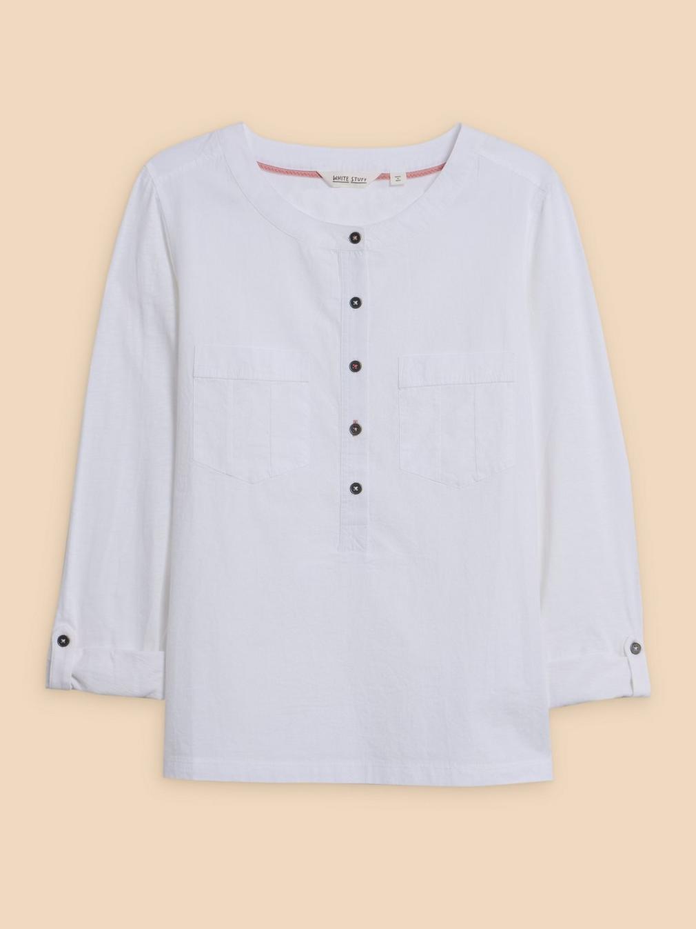 MACLEY MIX SHIRT in PALE IVORY - FLAT FRONT