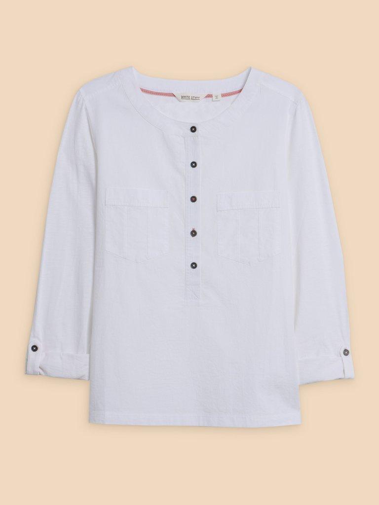 MACLEY MIX SHIRT in PALE IVORY - FLAT FRONT
