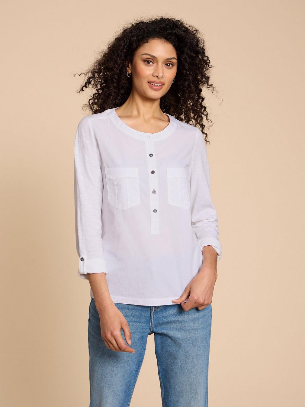 MACLEY MIX SHIRT in PALE IVORY - LIFESTYLE