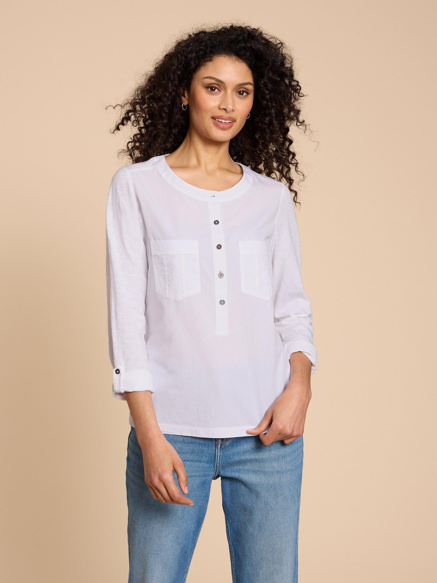 MACLEY MIX SHIRT in PALE IVORY - LIFESTYLE