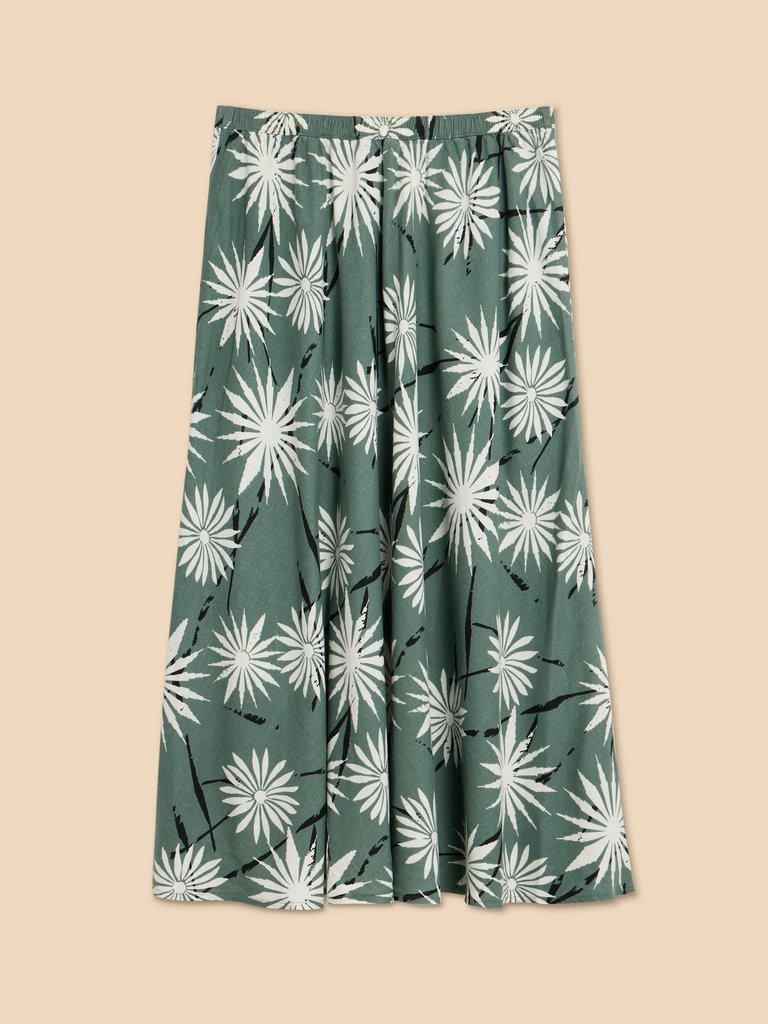 Clemence Linen Blend Skirt in GREEN PR - FLAT BACK