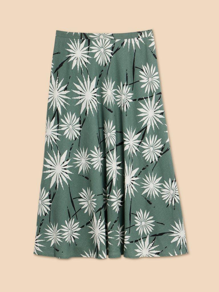 Clemence Linen Blend Skirt in GREEN PR - FLAT FRONT