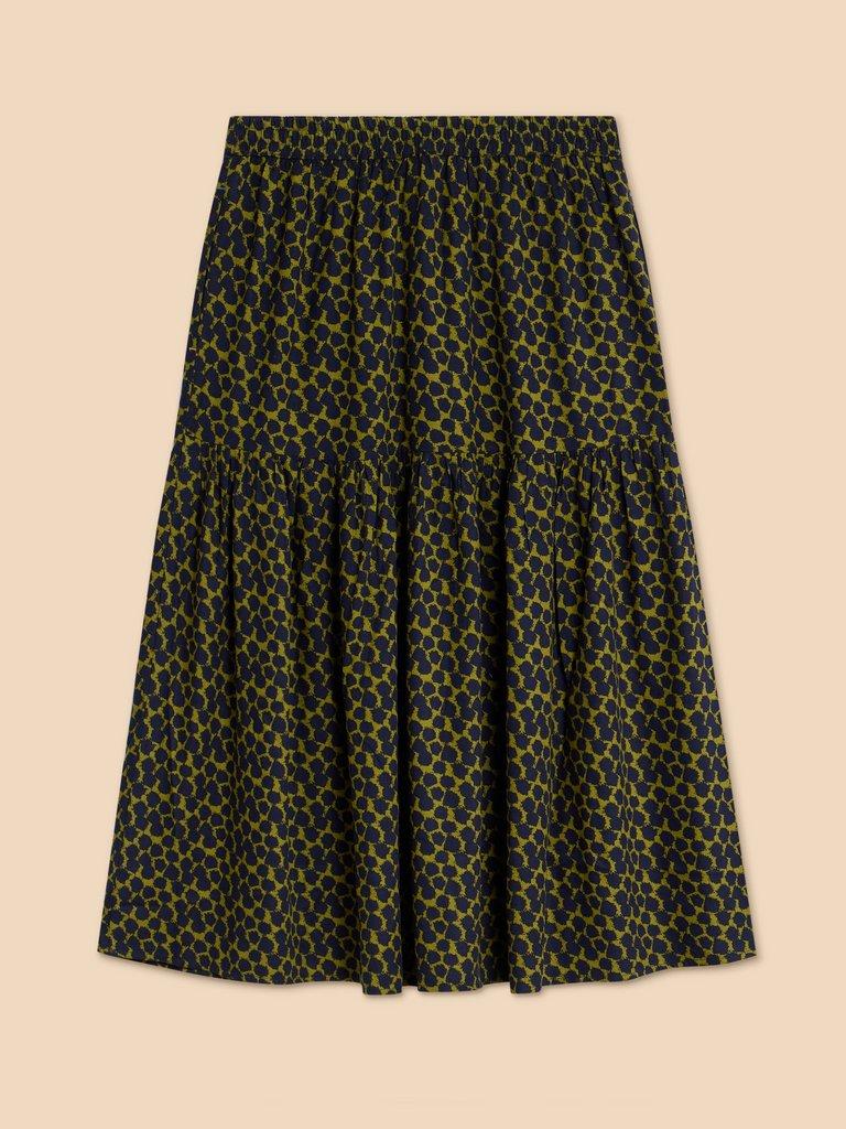 Jamima Eco Vero Skirt in NAVY MULTI - FLAT BACK