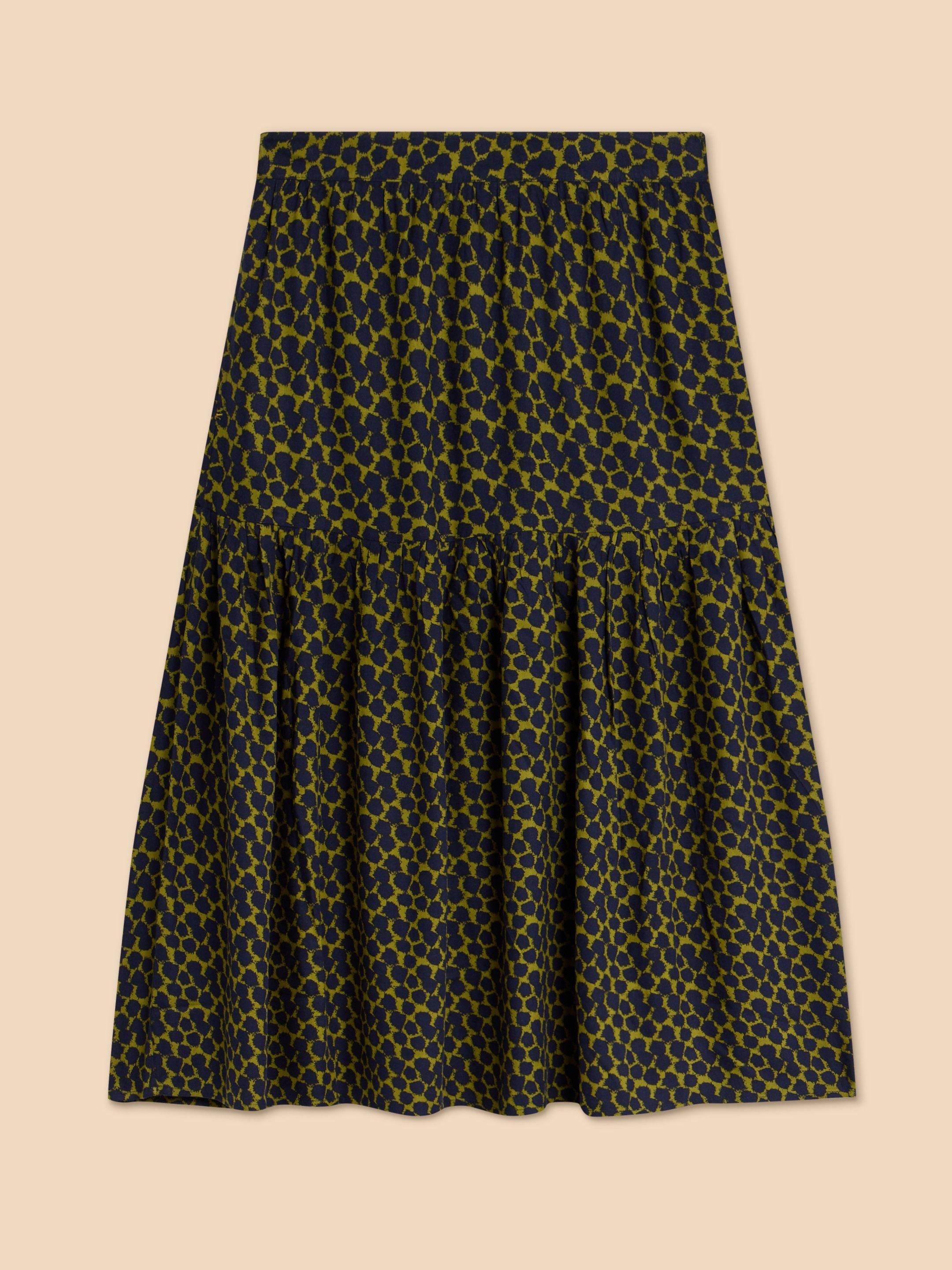 Jamima Eco Vero Skirt in NAVY MULTI - FLAT FRONT