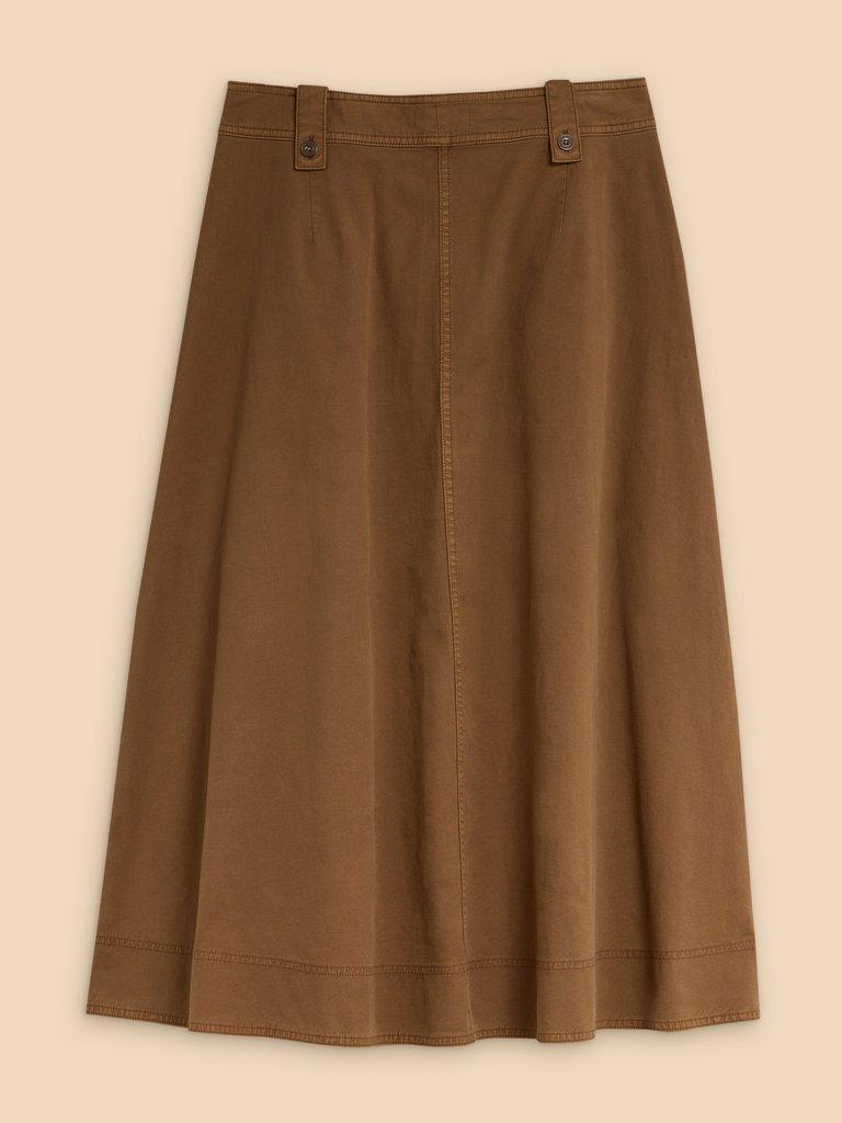 Tara Chino Skirt in MID TAN - FLAT BACK