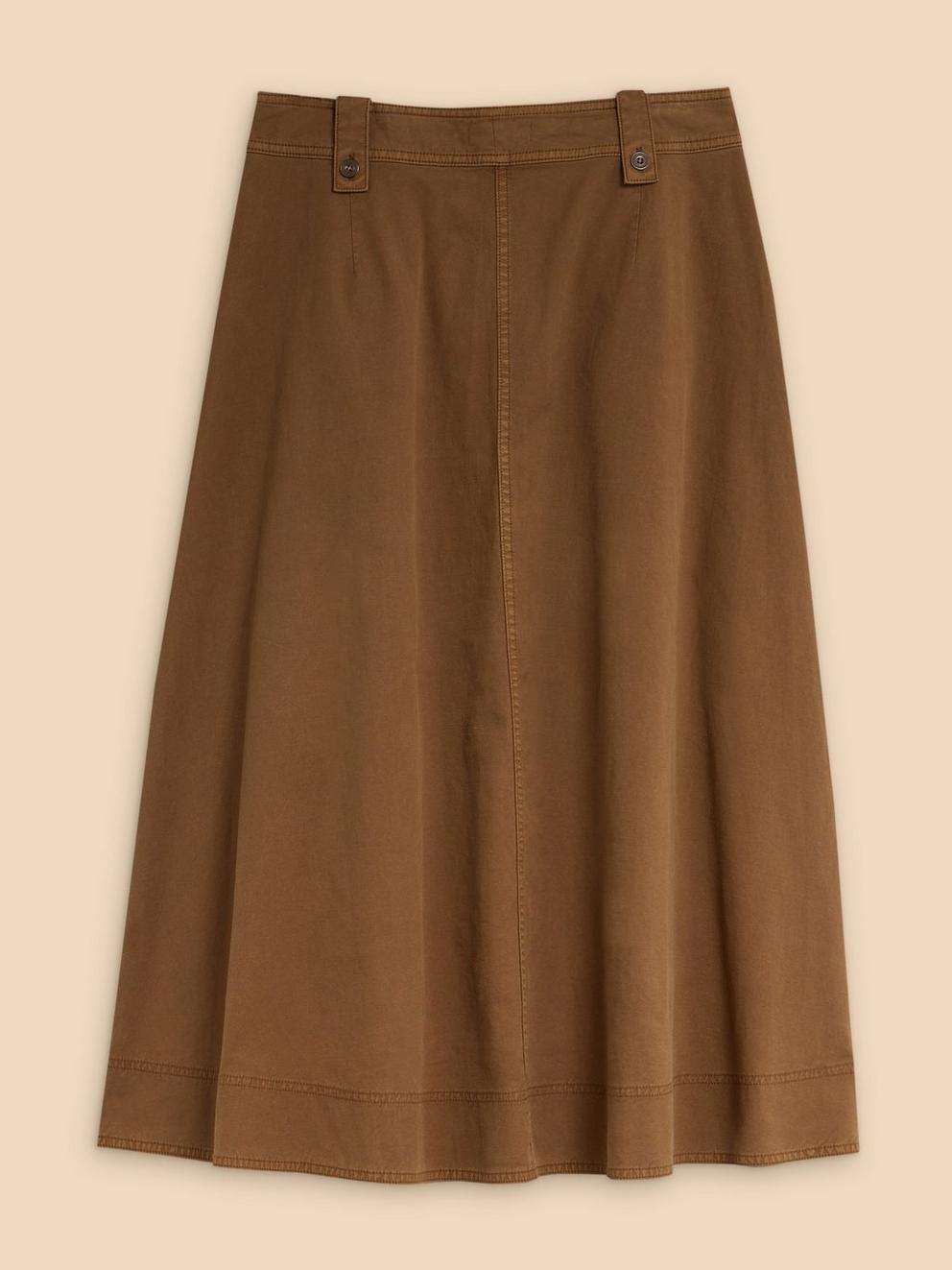 Tara Chino Skirt in MID TAN - FLAT BACK