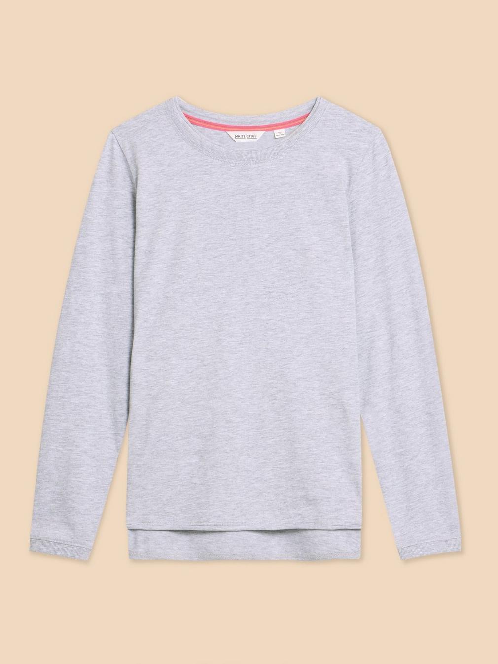 CLARA TEE in GREY MARL - FLAT FRONT