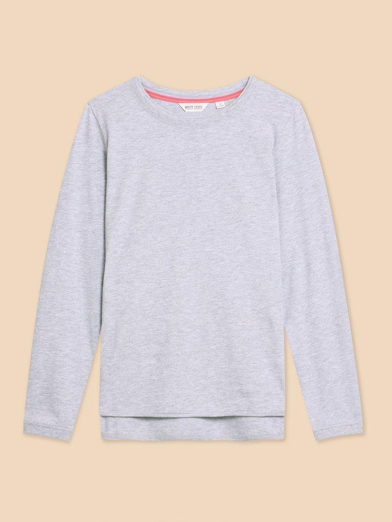 CLARA TEE in GREY MARL - FLAT FRONT