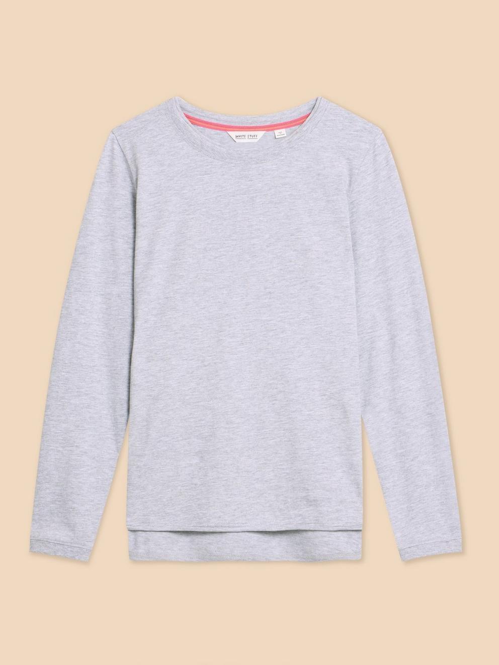 CLARA TEE in GREY MARL - FLAT FRONT