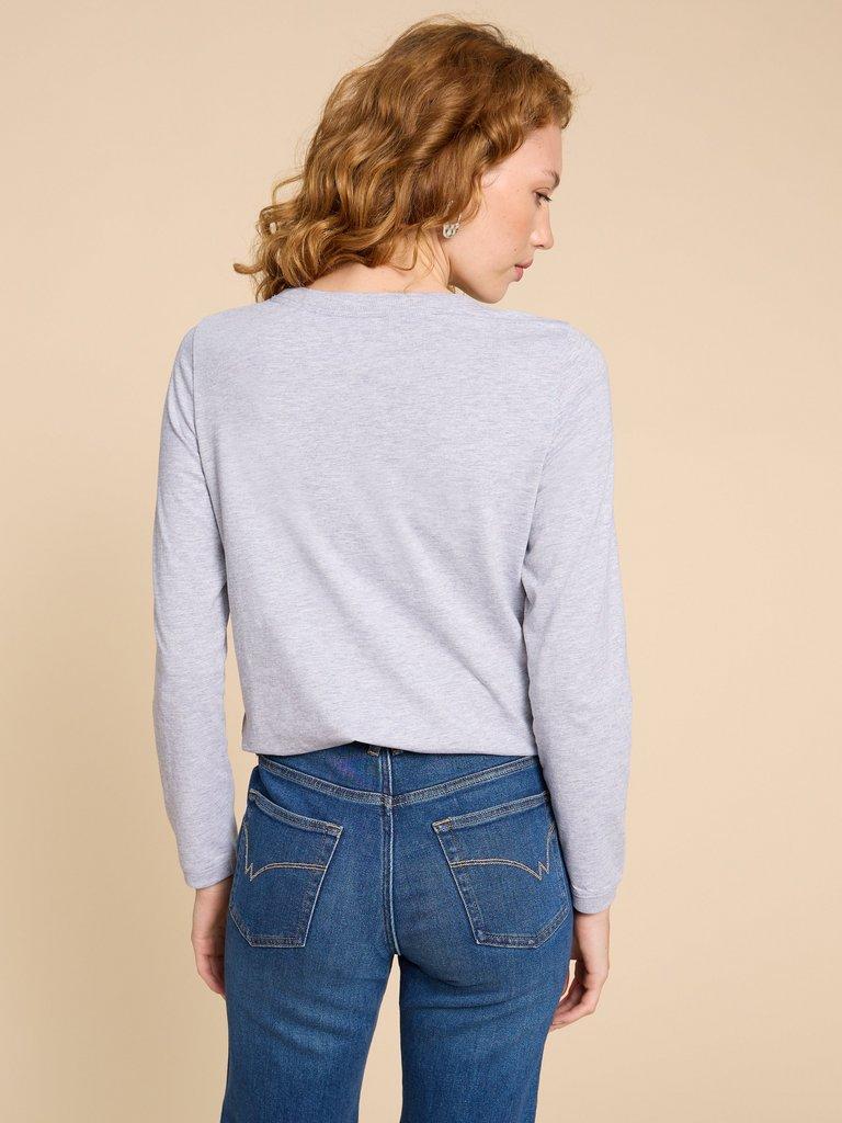 CLARA TEE in GREY MARL - MODEL BACK