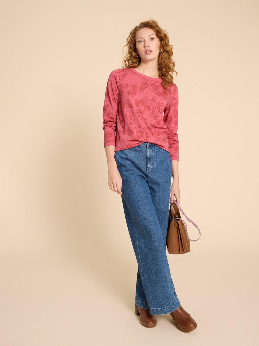 CLARA TEE in PINK PR - MODEL FRONT