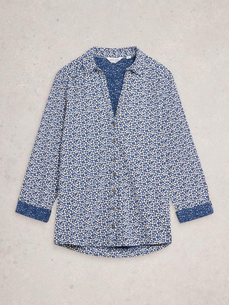 ANNIE PRINTED SHIRT in BLUE PR - FLAT FRONT