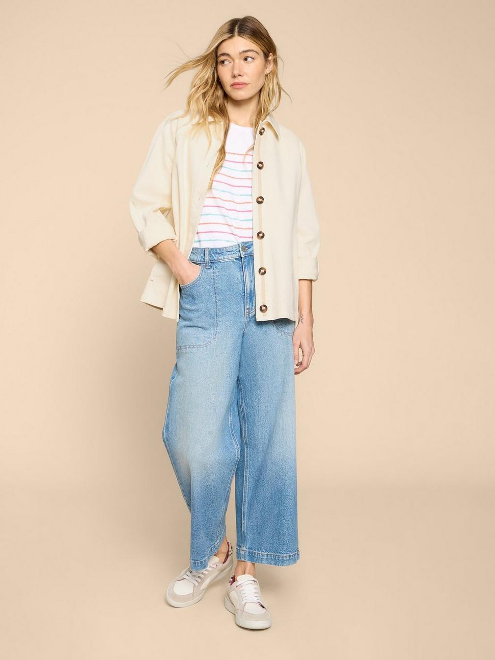 Eden Denim Relaxed Jacket in LGT NAT - MODEL FRONT