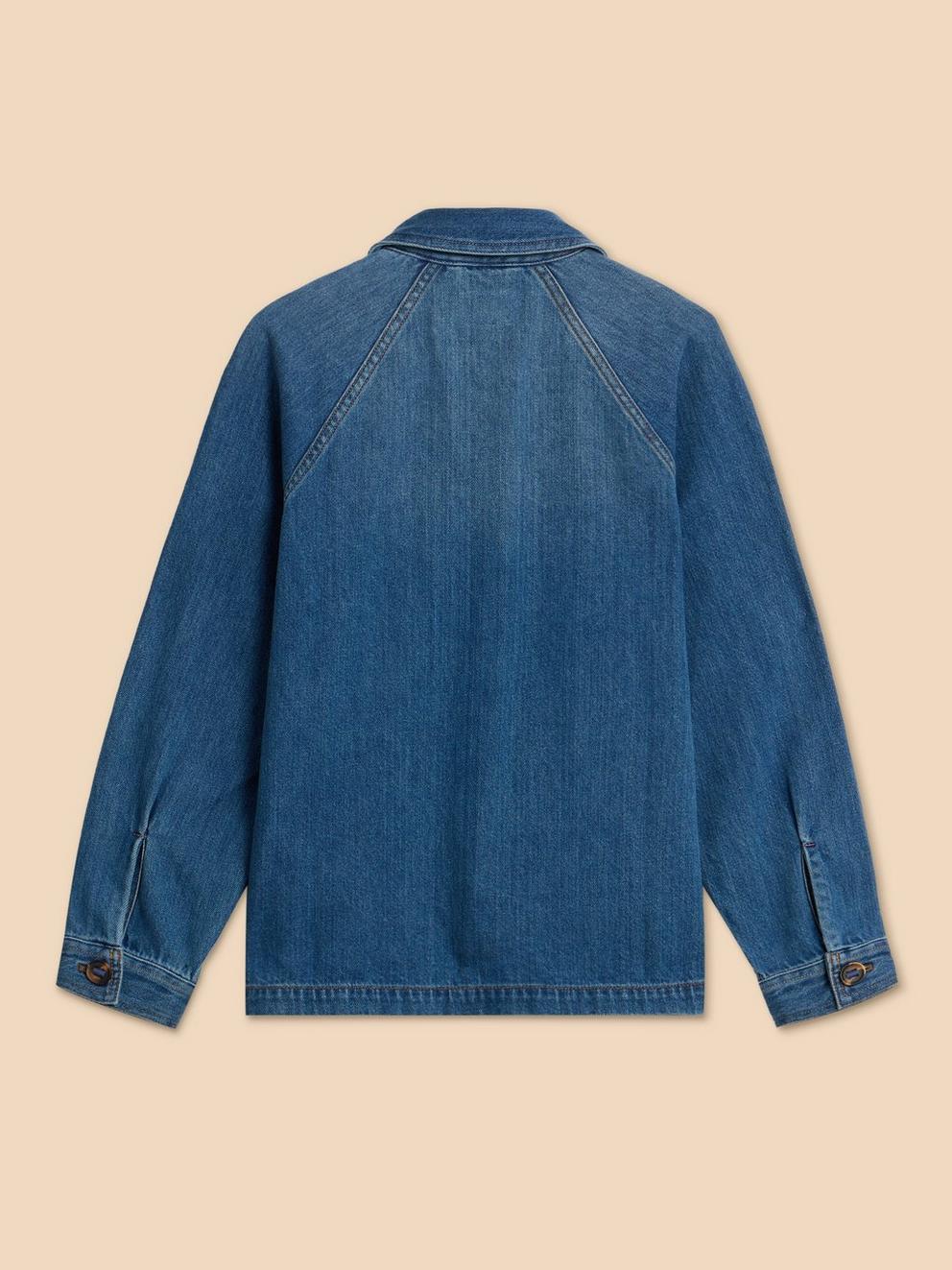 Eden Denim Relaxed Jacket in MID DENIM - FLAT BACK