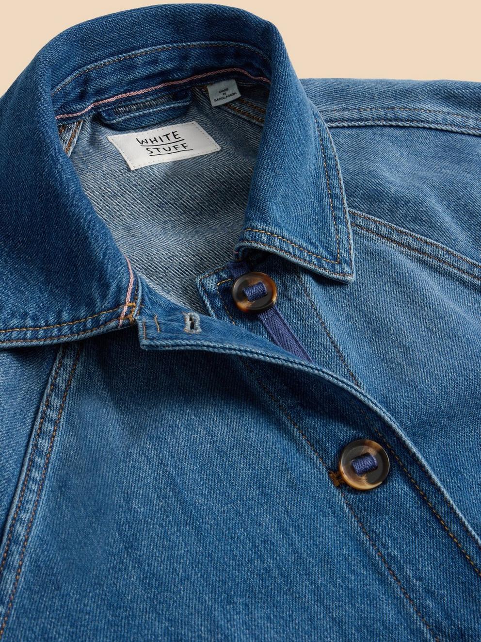 Eden Denim Jacket in MID DENIM - FLAT DETAIL