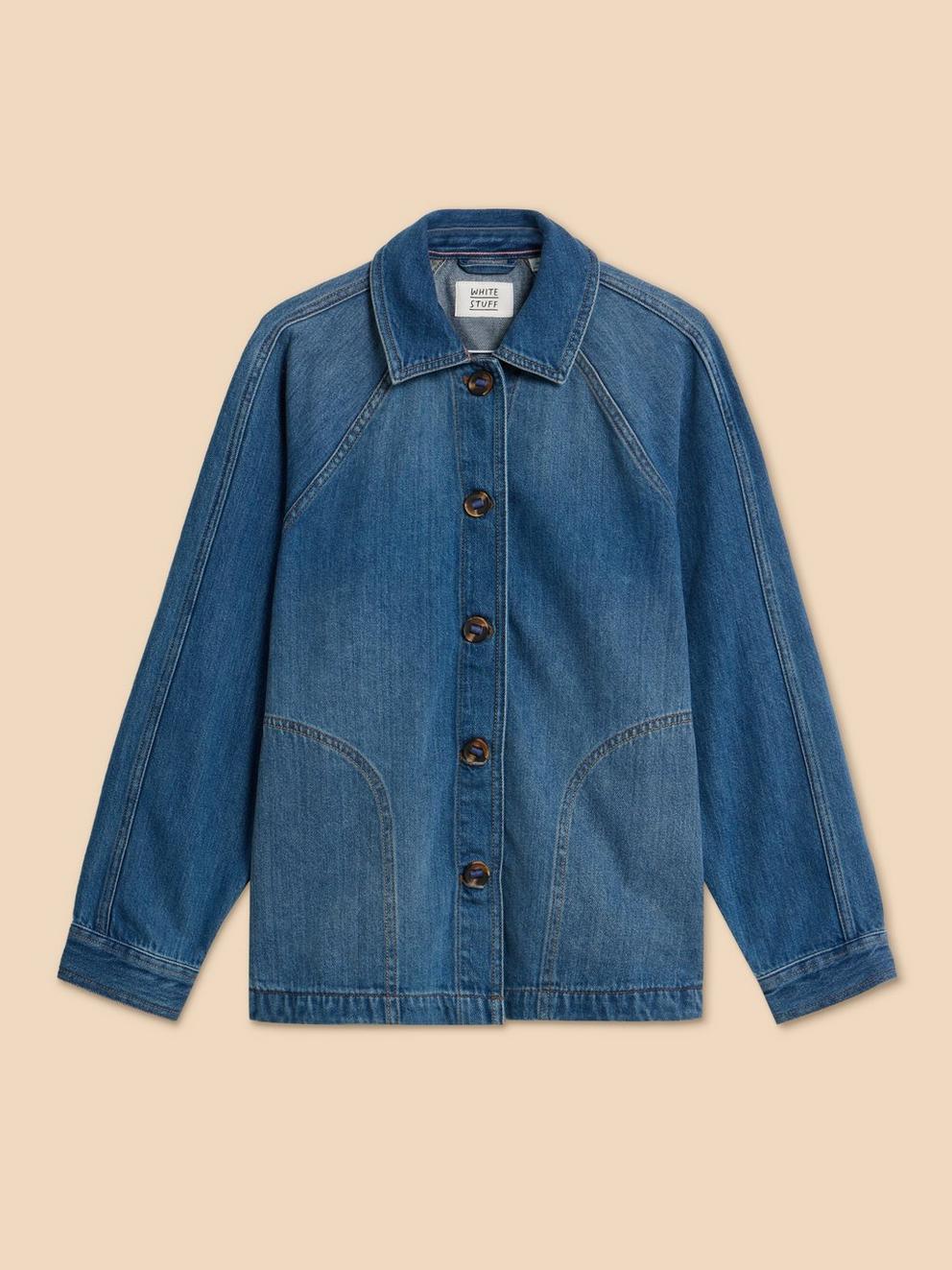 Eden Denim Relaxed Jacket in MID DENIM - FLAT FRONT