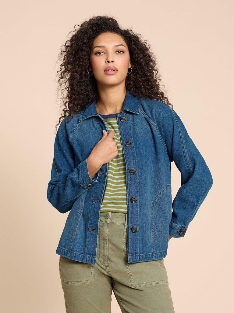 Eden Denim Relaxed Jacket in MID DENIM | White Stuff