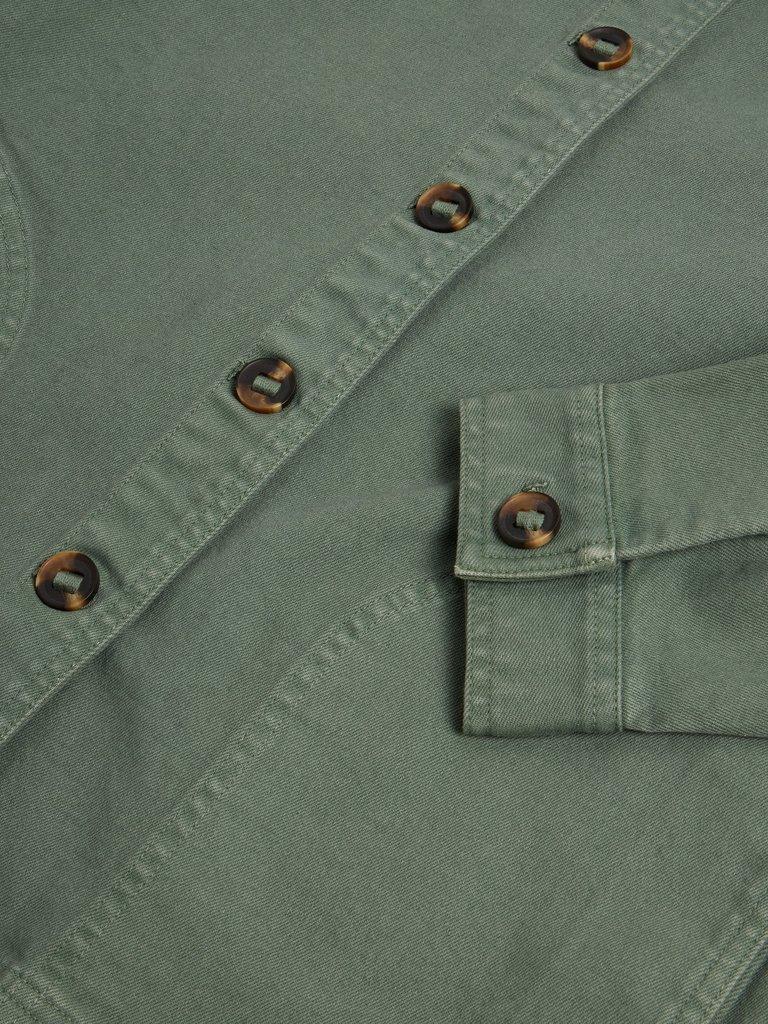 Eden Denim Relaxed Jacket in MID GREEN - FLAT DETAIL