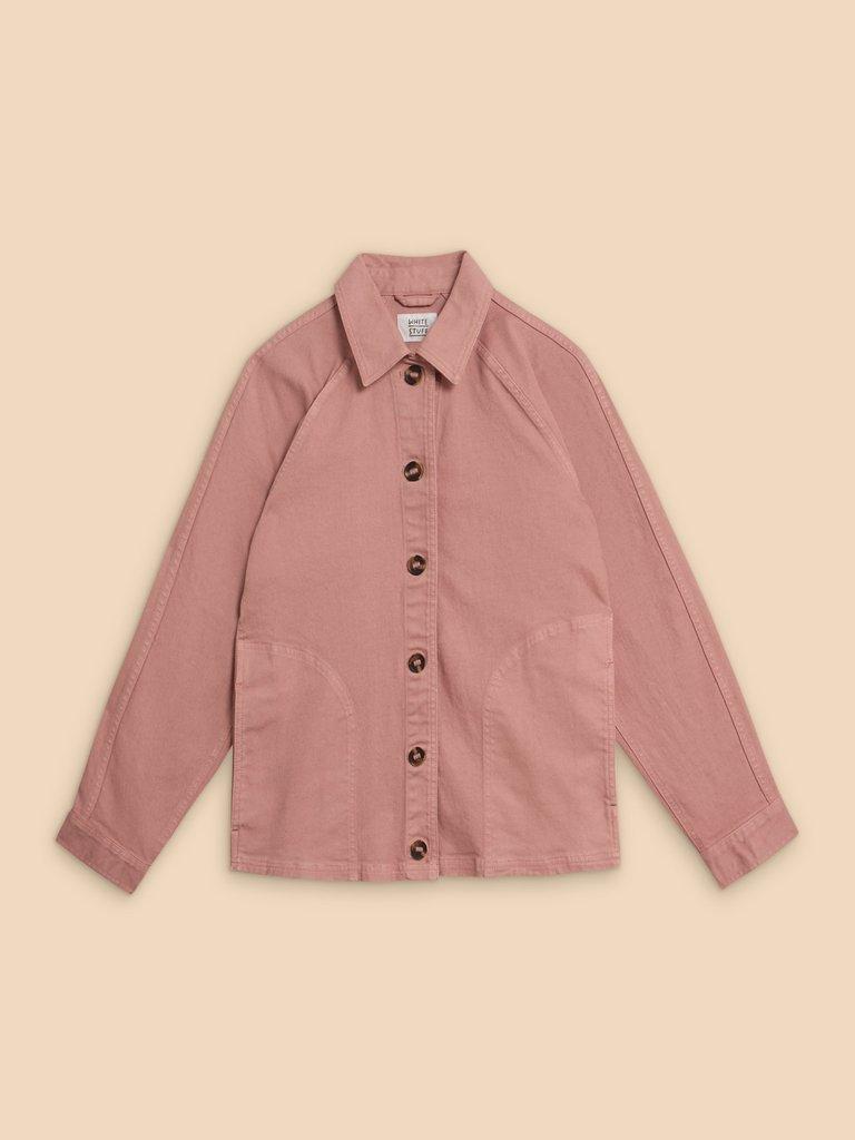 Eden Denim Relaxed Jacket in MID PINK - FLAT FRONT