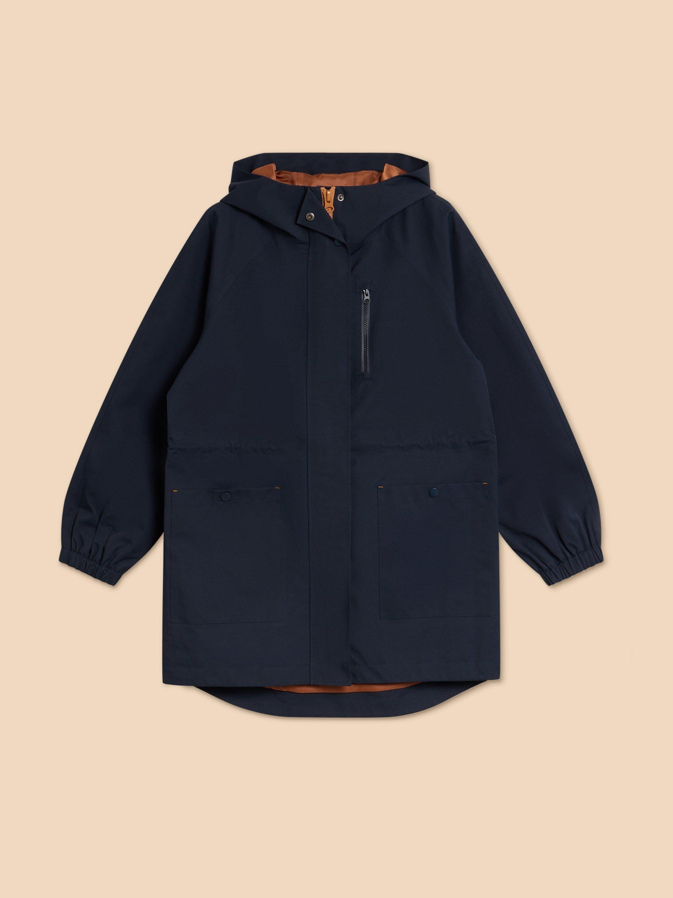 Zoe Waterproof Coat in DARK NAVY - FLAT FRONT