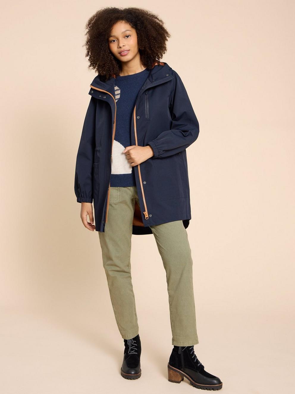 Zoe Waterproof Coat in DARK NAVY - LIFESTYLE