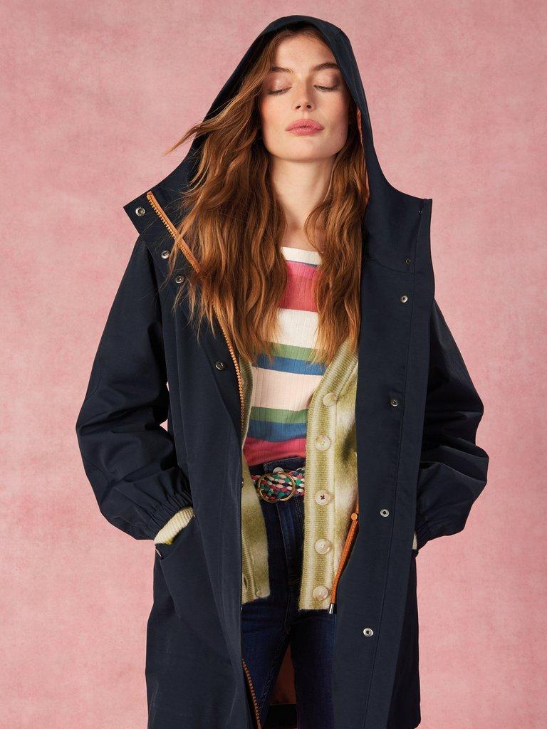 Zoe Waterproof Coat in DARK NAVY - MIXED